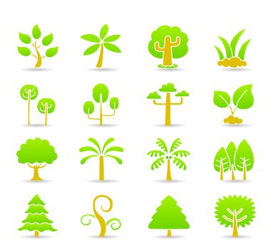 Hand draw tree icon set clipart