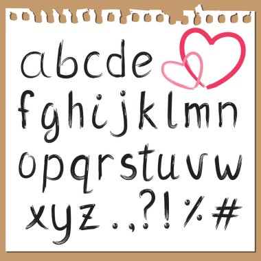 Brush painted ABC - small letters and signs clipart