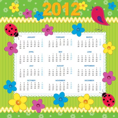 Calendar 2012 in scrapbook style clipart