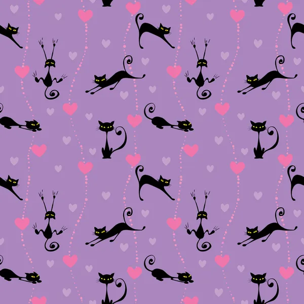 かわいい猫のパターン — ストックベクタ