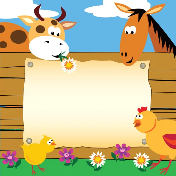 Tarjeta de animales de granja — Vector de stock