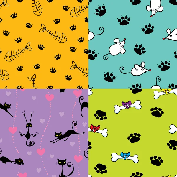 Cute pets patterns — Stock Vector