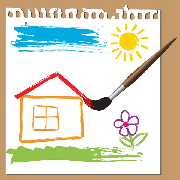 Peinture enfantine - maison — Image vectorielle