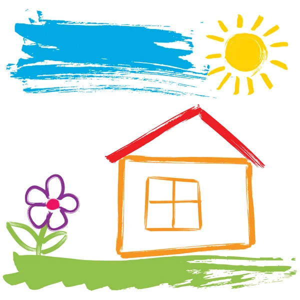 stock vector Childlike painting - house