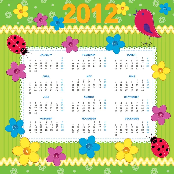 Calendrier 2012 dans le style scrapbook — Image vectorielle