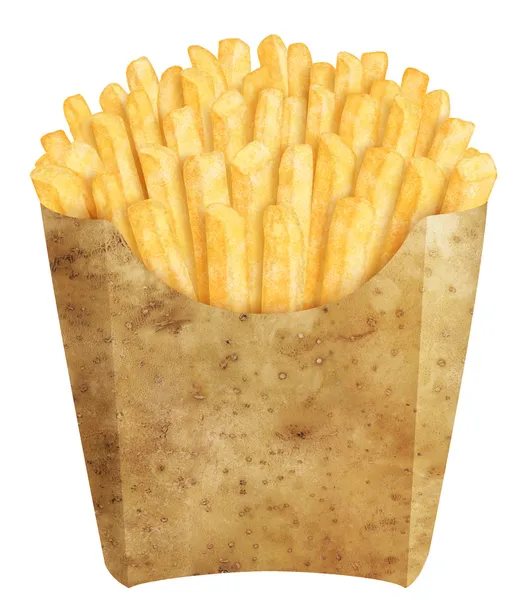 Franse frietjes in aardappel verpakking — Stockfoto