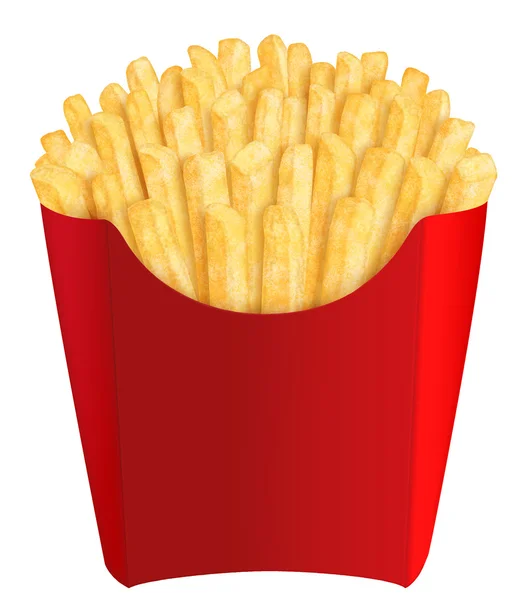Batatas fritas em embalagens vermelhas — Fotografia de Stock