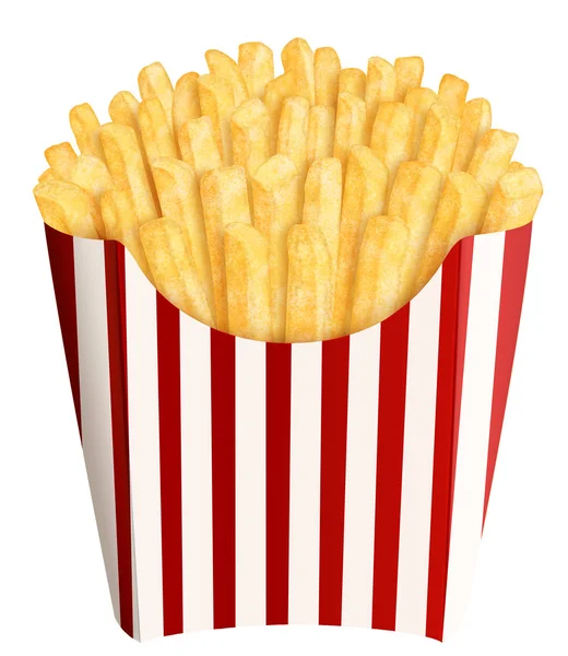 French fries in stripes packaging — Stock Photo, Image