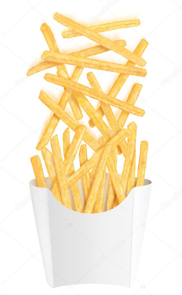 French fries falling into packaging Stock Photo by ©przemekklos 9353089