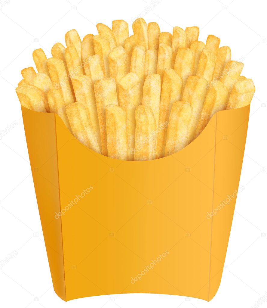 French Fries in a Paper Bag Container Stock Image - Image of fries