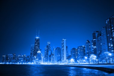 Financial district (night view Chicago) clipart