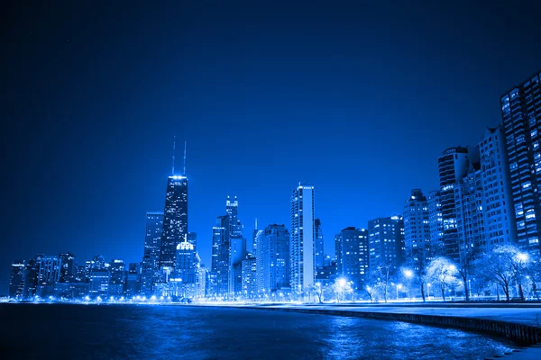 Distrito financiero (vista nocturna Chicago ) Fotos De Stock