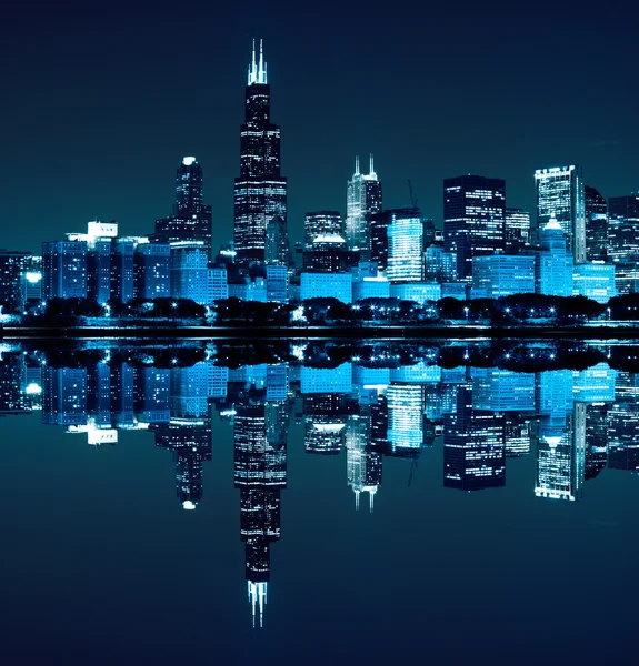 Οικονομική περιοχή (νυχτερινή άποψη Σικάγο) — Φωτογραφία Αρχείου