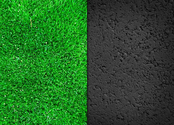 暗いアスファルトと芝生の背景 — ストック写真