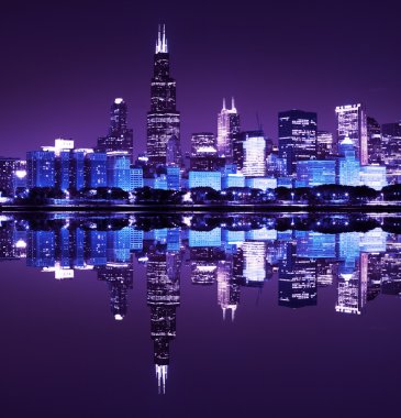 Finans bölgesine (gece görünümü Chicago)