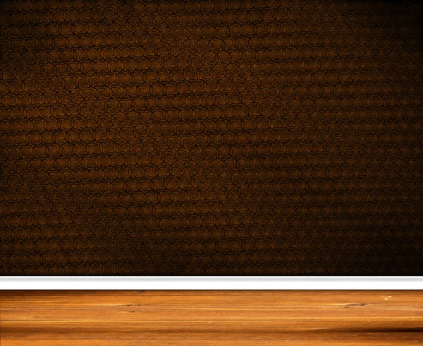 Interior Design - Retro Wallpaper with wooden baseboard — Stock Photo, Image