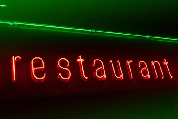 Neon Restaurant Skiltning - Stock-foto