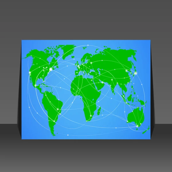 Vektör çizimi seyahat dünya harita el ilanı tasarımı — Stok Vektör
