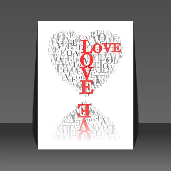 A heart made of words "LOVE" flyer design — Stock Vector