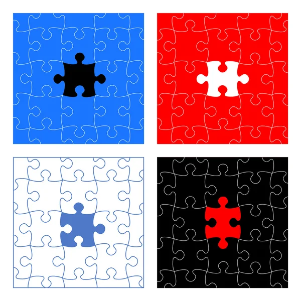 Puzzle pieces vector design set — Stock Vector