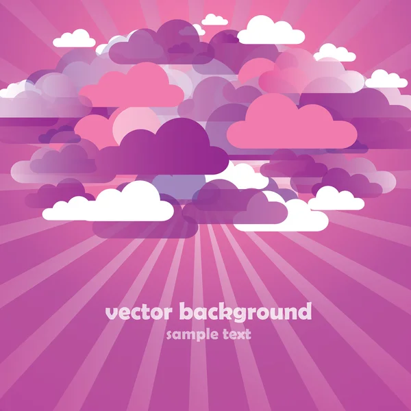 Vector de fondo de nube rosa y sol abstracto — Vector de stock