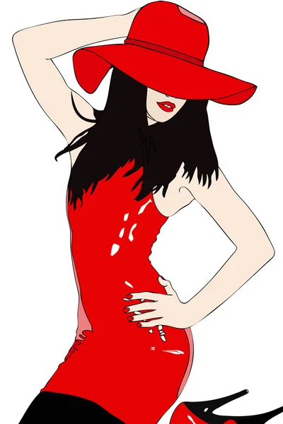 Sensuale donna in abito rosso sexy — Foto Stock