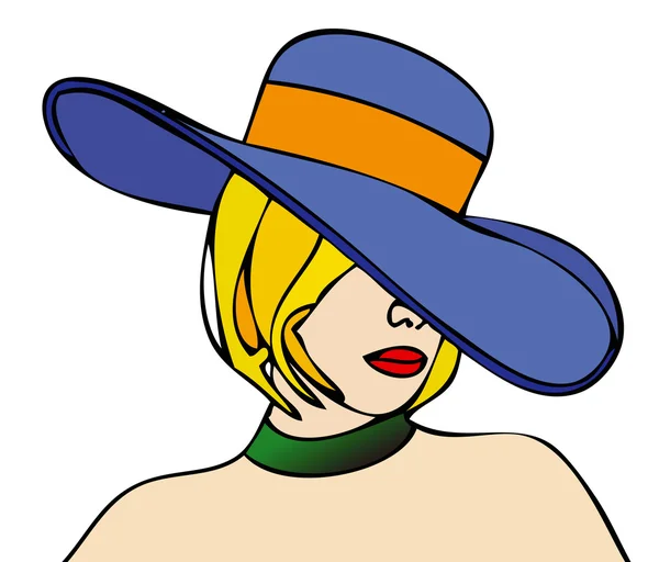 Ritratto di donna con cappello blu — Foto Stock