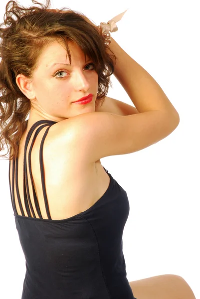 Sexig brunett kvinna i elegant aftonklänning 294 — Stockfoto