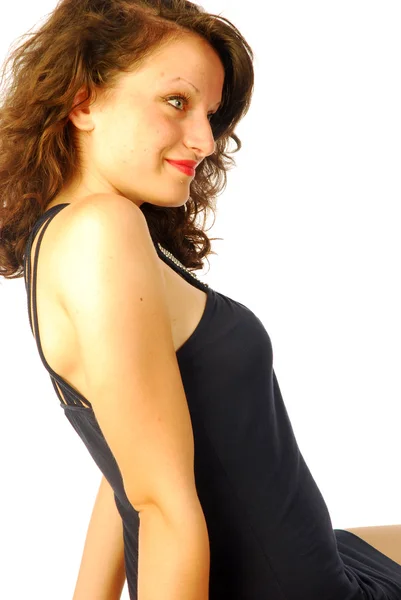 Sexig brunett kvinna i elegant aftonklänning 299 — Stockfoto