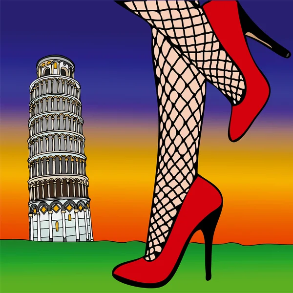 stock image Sexy fashion under the Tower of Pisa - 12