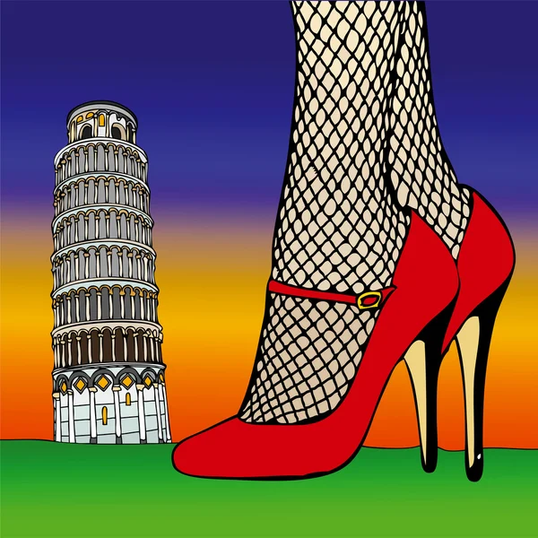 Sexy fashion under the Tower of Pisa - 1 — Stock Photo, Image