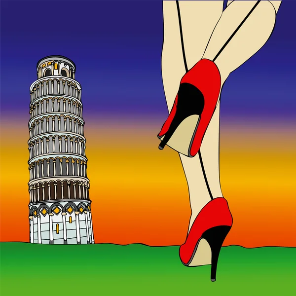 stock image Sexy fashion under the Tower of Pisa - 2