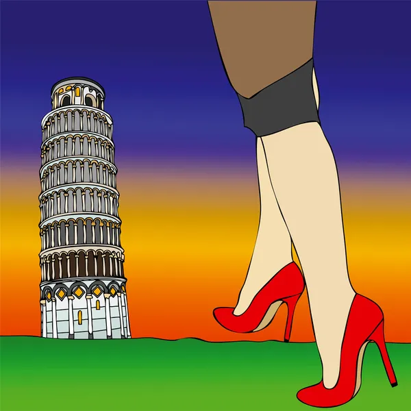 stock image Sexy fashion under the Tower of Pisa - 3