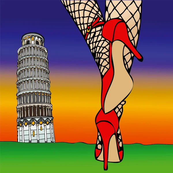 Moda sexy sob a Torre de Pisa - 7 — Fotografia de Stock