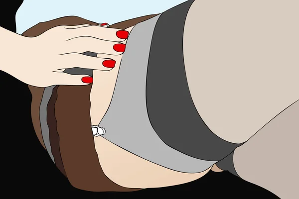 Strumpeband bälte under hennes kjol — Stockfoto