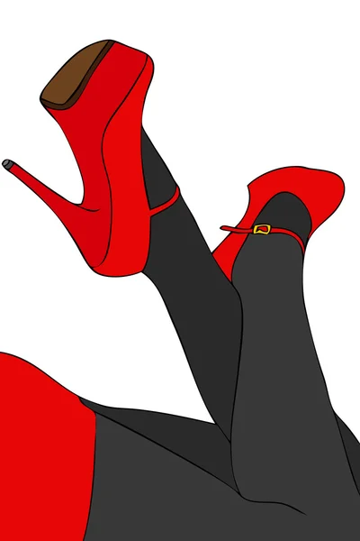 Sexy pernas e sapatos vermelhos — Fotografia de Stock