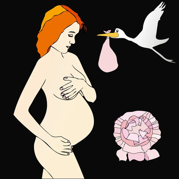 Moederschap (babymeisje) - zwarte achtergrond — Stockfoto