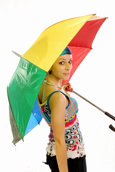 013 の傘を持つ少女 — ストック写真
