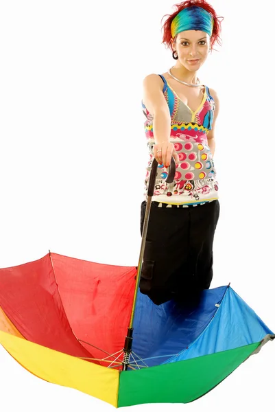 Dívka s deštníkem 011 — Stock fotografie