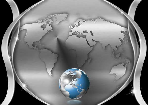 Cuore di cromo Globe Business Background — Foto Stock