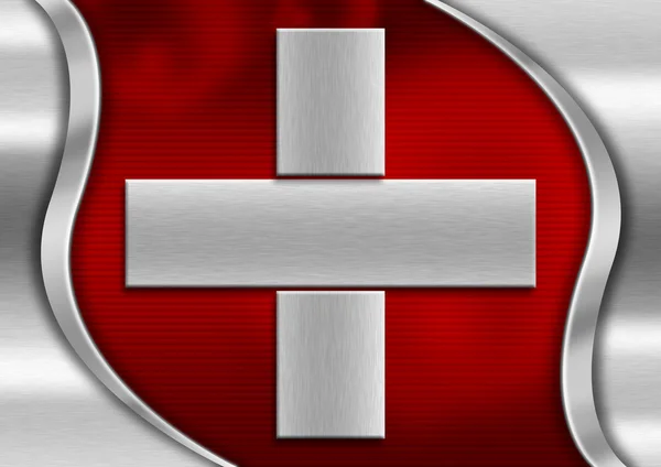 Metal İsviçre bayrağı — Stok fotoğraf