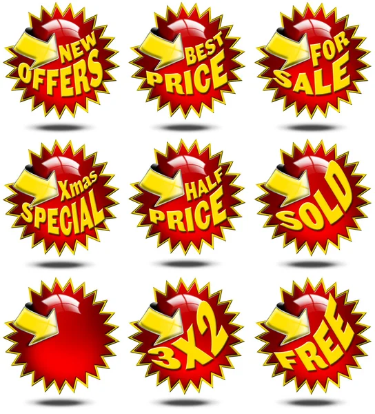 Set of Red Sales Labels — Stock Photo, Image