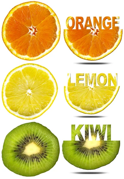 Fatias Orance Lemon Kiwi — Fotografia de Stock