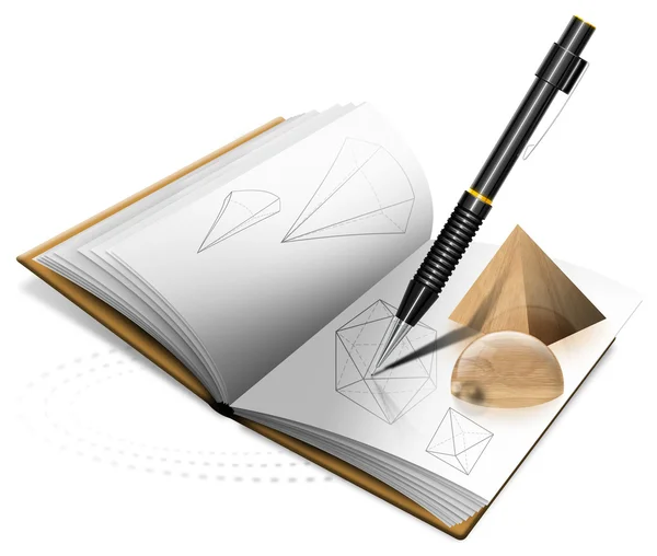 stock image Geometry Book and Pencil