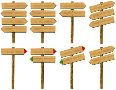 Set wooden signs clipart