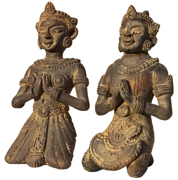 Two Sculptures of Burma (Prayer) on white — Stock Photo, Image