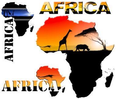 Afrika harita illüstrasyon ayarla
