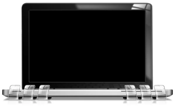 Přenosný počítač s černou obrazovku — Stock fotografie