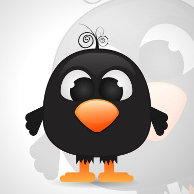 Funny cartoon black bird clipart