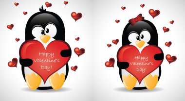 Valentine's Greeting Penguins clipart
